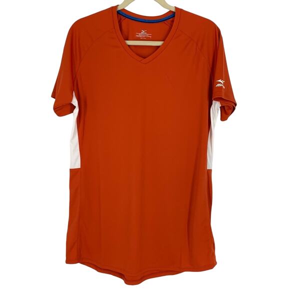 Mizuno Orange Short Sleeve V-Neck shirt Size Large - Picture 3 of 8